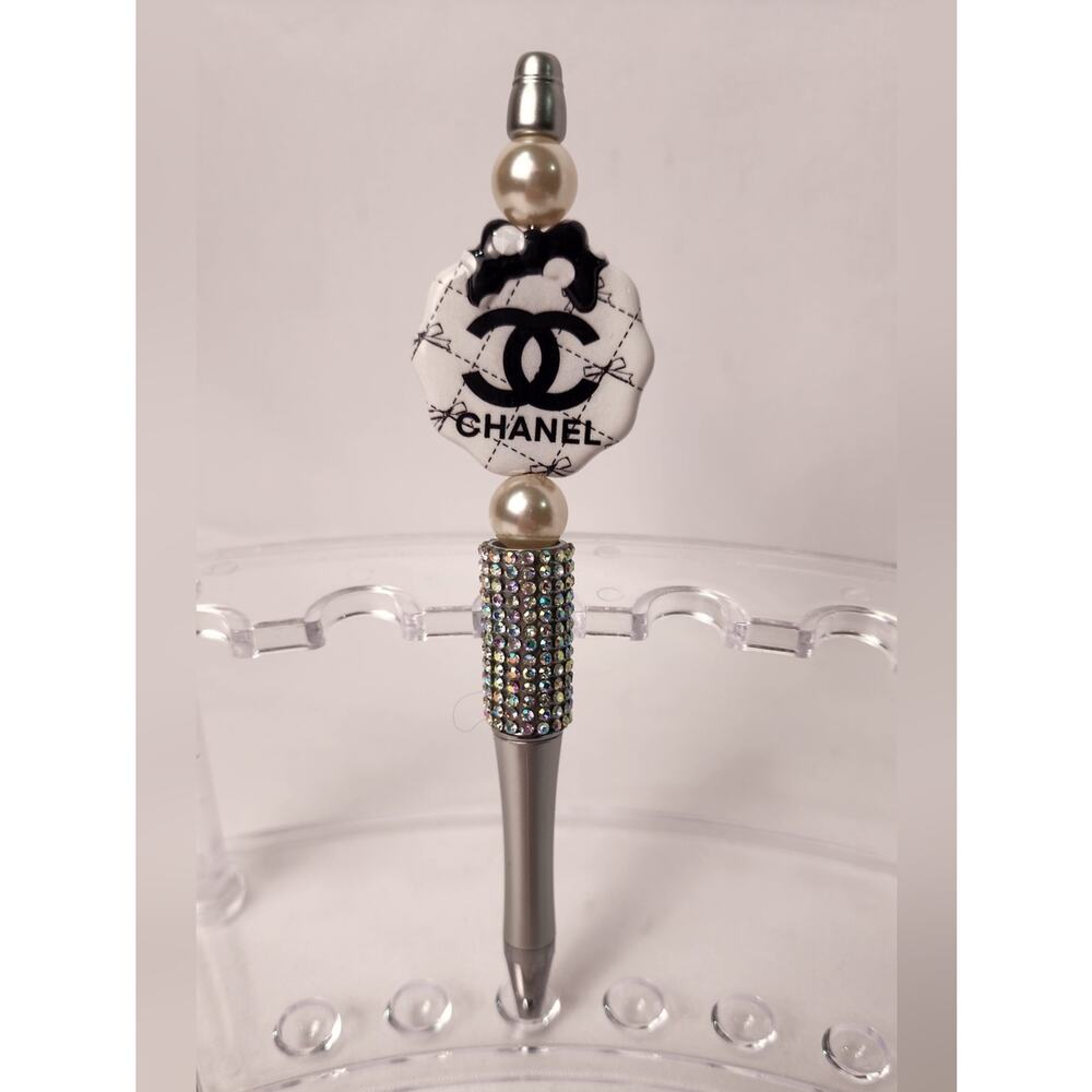 Fashion Silver-Tone Beaded pen White Charm and Pearl Beads